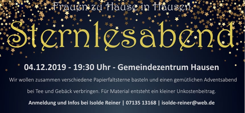Sternlesabend 2019 Frauen zu Hause in Hausen Basteln Sterne