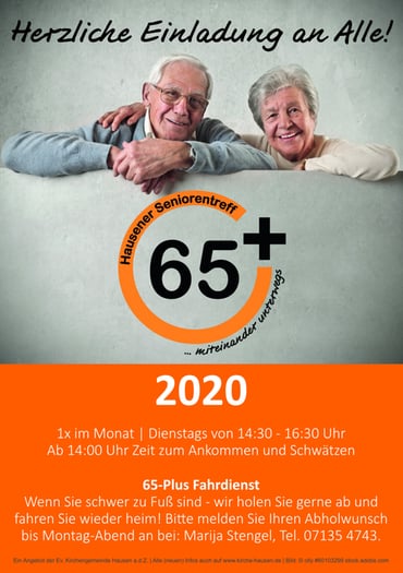 Flyer Bild 65 Plus Seniorentreff Ev. Kirchengemeinde Hausen 2020