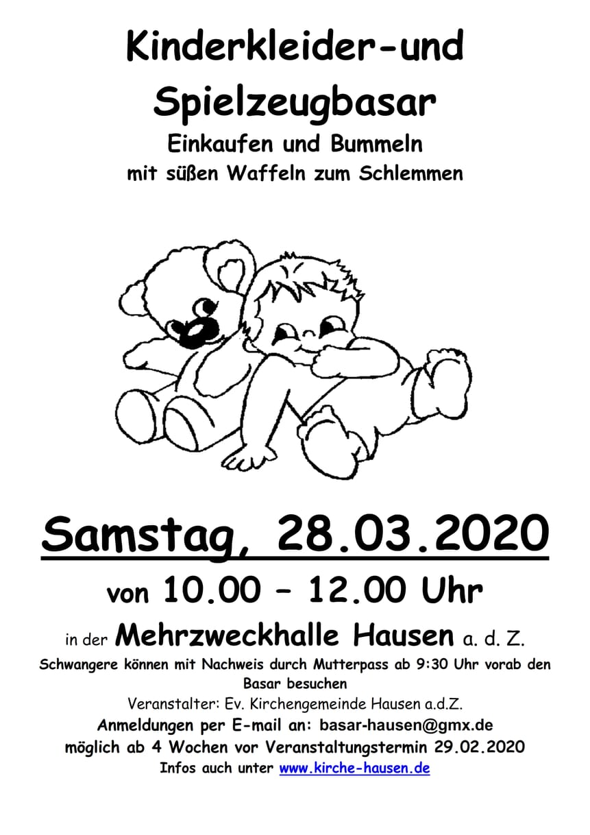 Kinderkleiderbasar 2020 Ev. Kirchengemeinde Hausen a.d.Z.